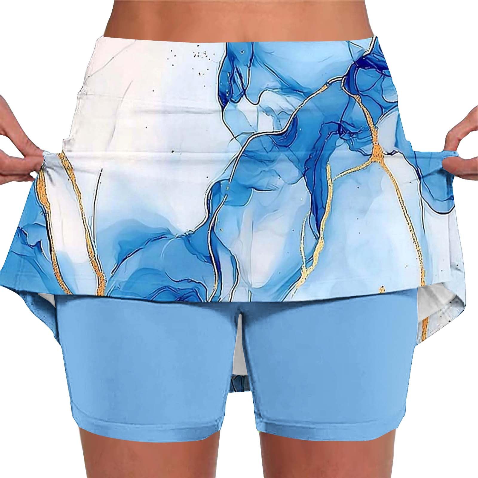 Skorts for Women Plus Size Tummy Control Legging with Skirts Casual High Waist Mini Skirts Athletic Tennis Short — view 12