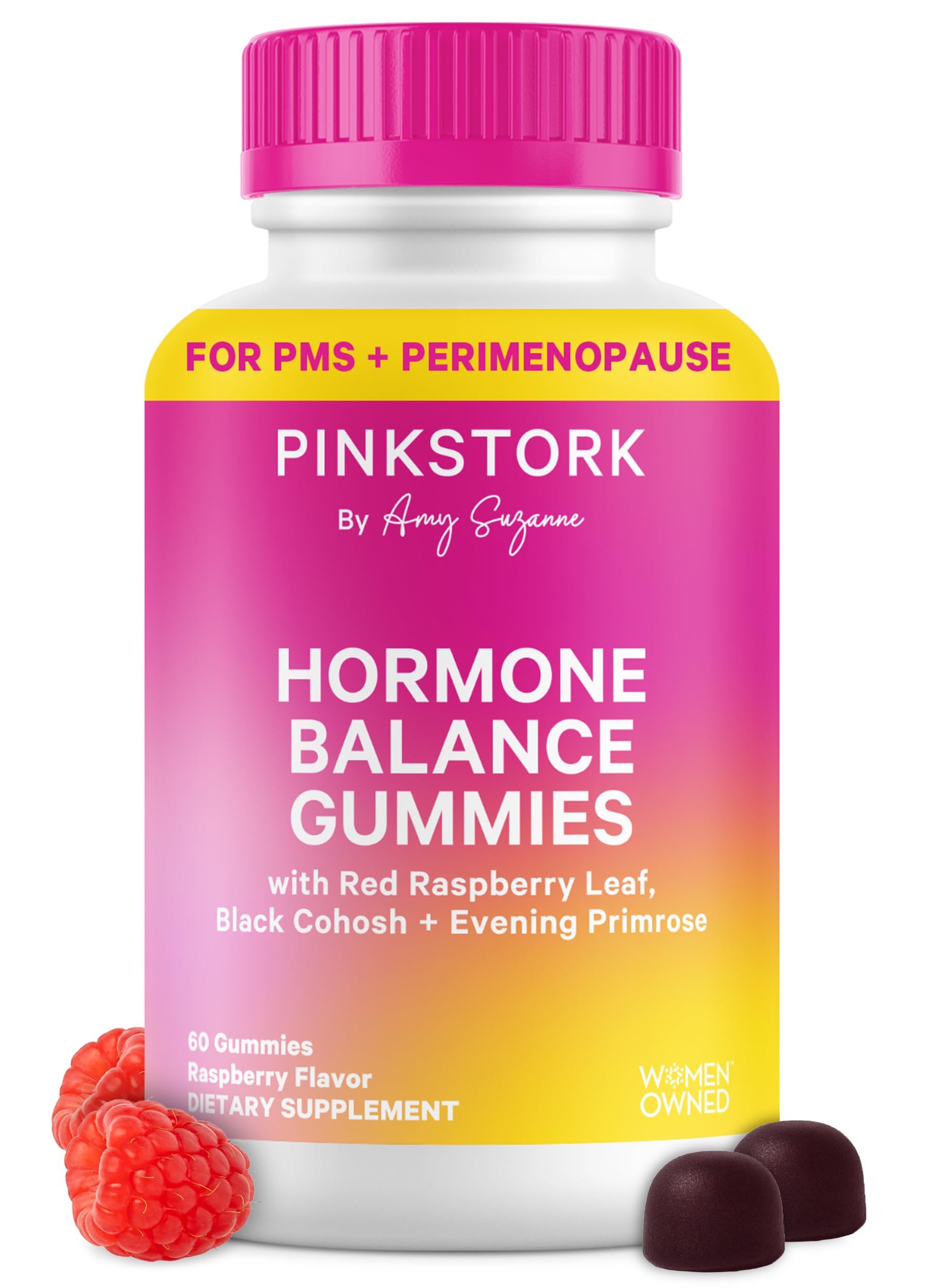 Hormone Balance Gummies for Women – PMS, Menopause & Estrogen Support – Mood, Bloating, Hot Flashes & Energy – Red Raspberry Leaf, Black Cohosh, Primrose – 60 Vegan Gummies