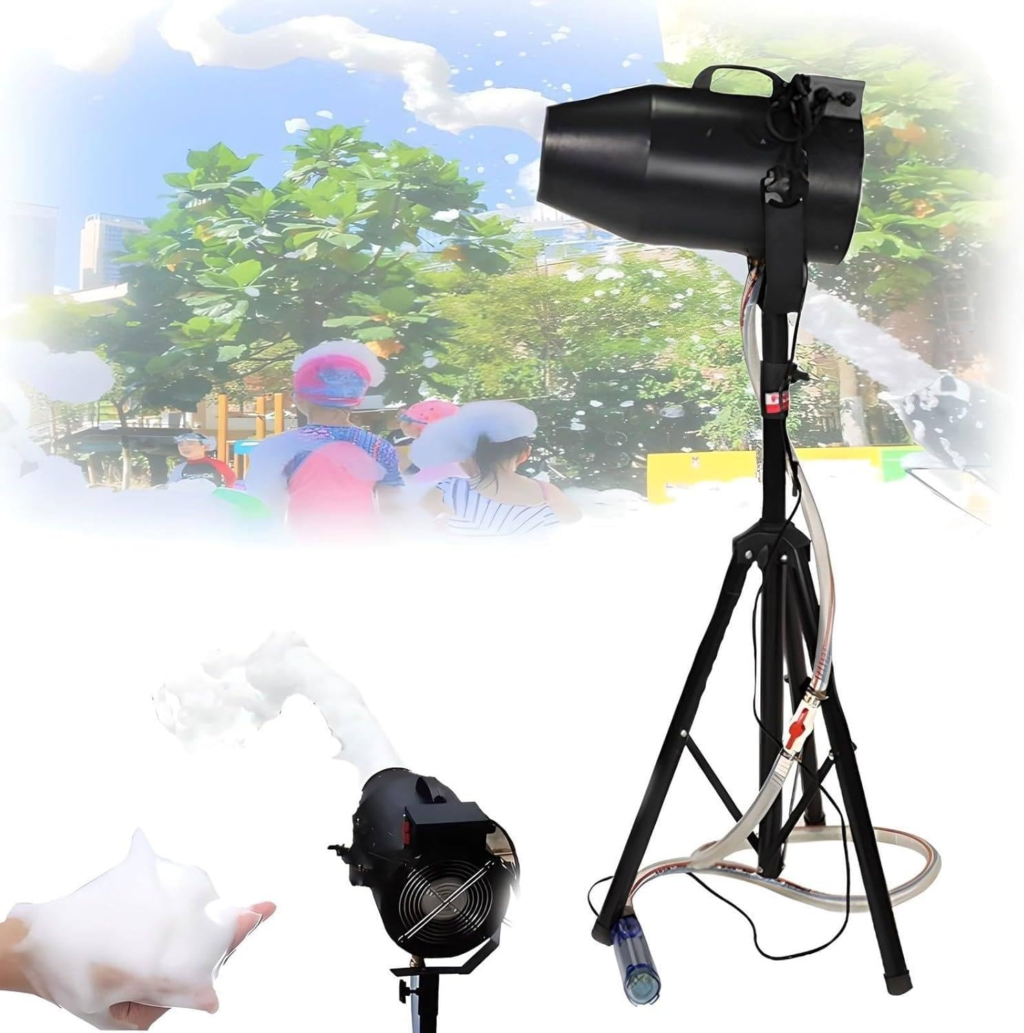 Macchina Schiuma Grandi Dimensioni, Party Macchina Schiuma, Macchina Produzione Schiuma, Distanza 6-10m, Sistemas Anti-Ostruzione, Telaio In Acciaio Inossidabile, Giardino, Piscina, Interni Black