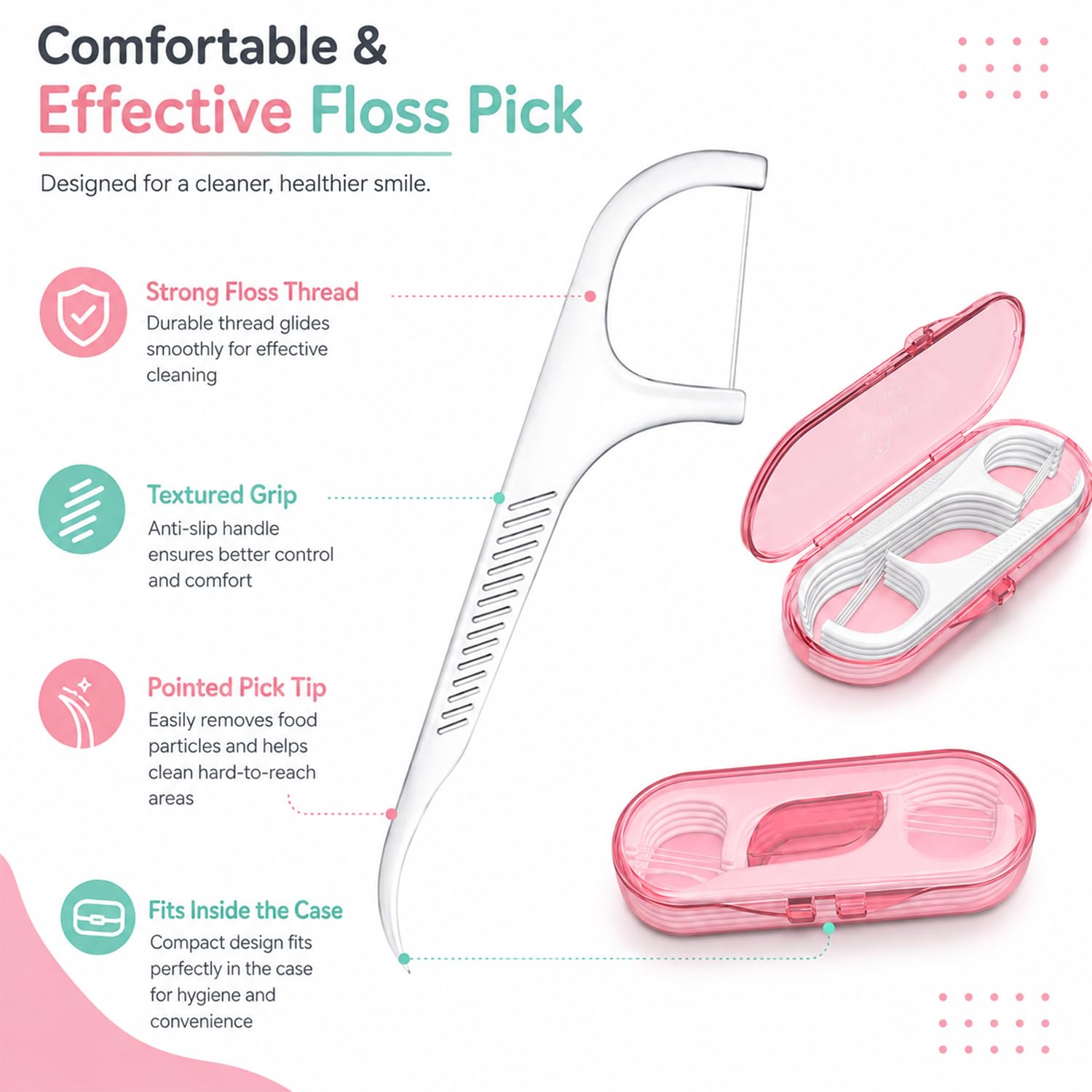 DYOUS - Dispensador portátil para púas de hilo dental, estuche de viaje para hilo dental