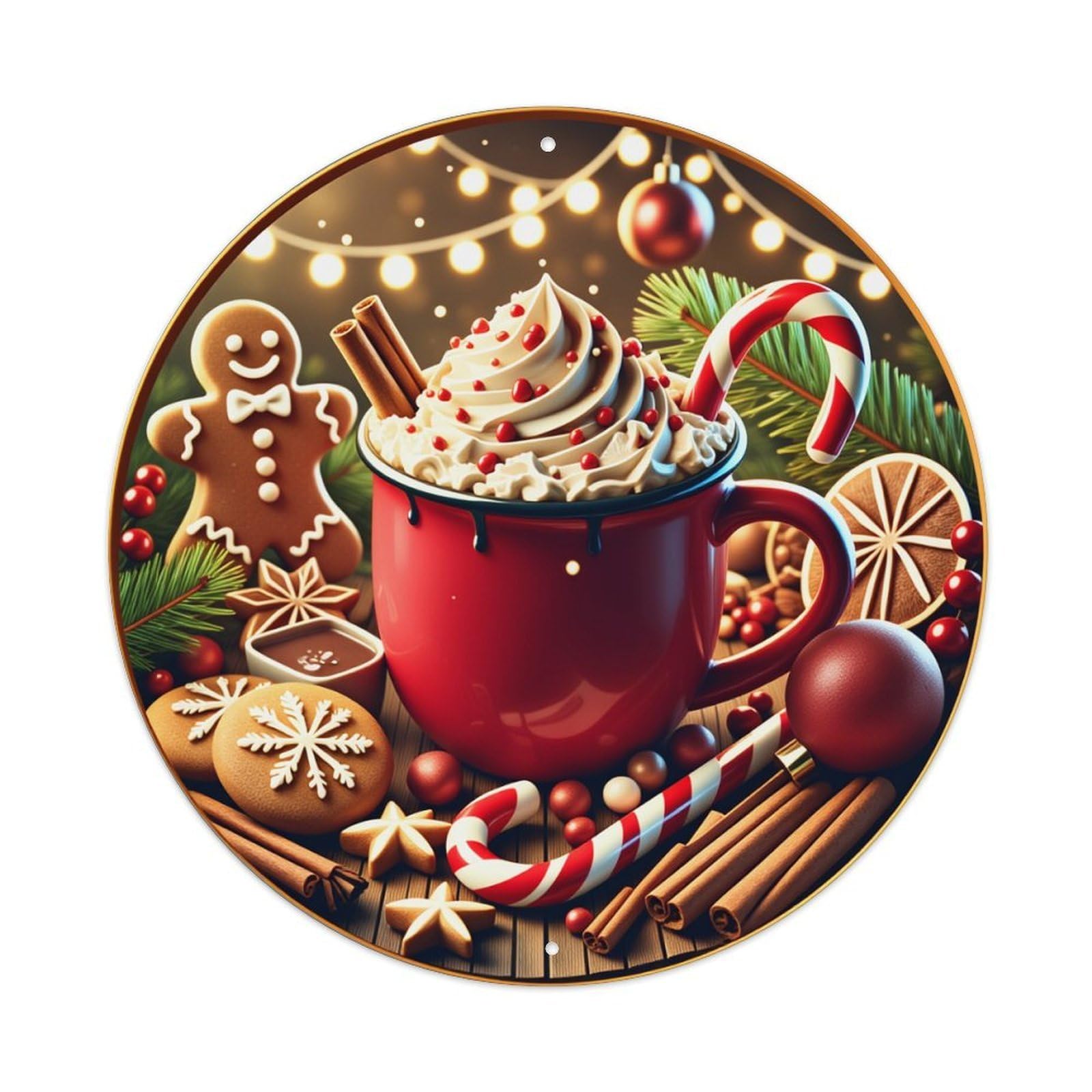 Christmas Cup Holiday Treats Metal Tin Sign Vintage Garden Bedroom Cafe Bar Man Cave Home Wall Decor Metal Poster 8x8 inches