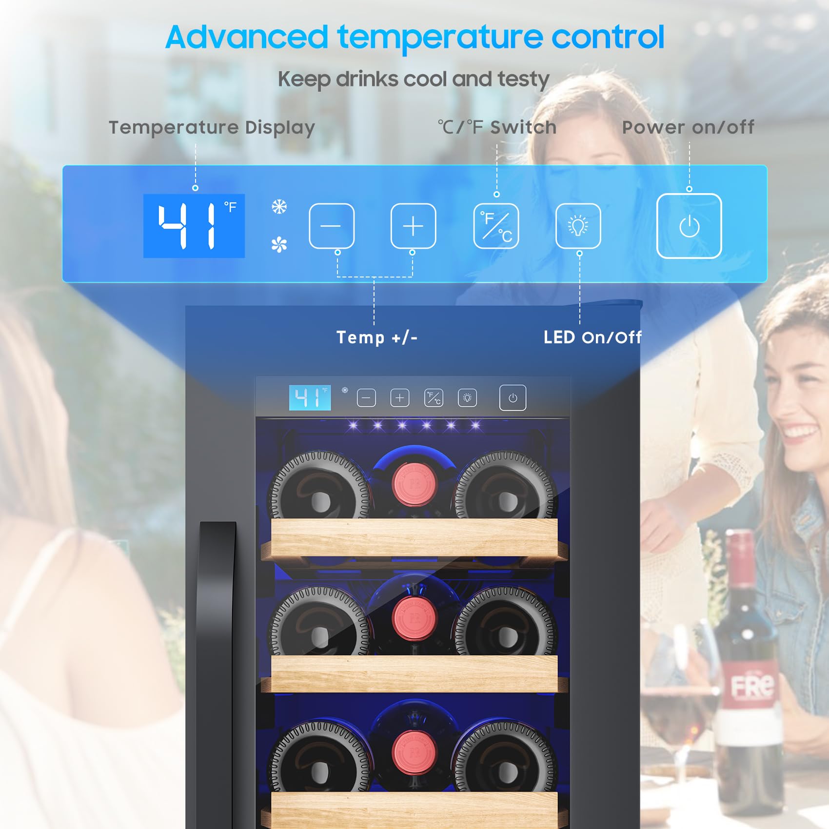 21 Bottle Wine Fridge Small 12inch Refrigerator Freestanding/Built In, 2cu.Ft Compressor Wine Cooler W/Lock & LED Display, 41℉-64℉ Digital Temperature Control Fridge For Cubicle, Under Counter Bedroom on Fridge.com - View 5