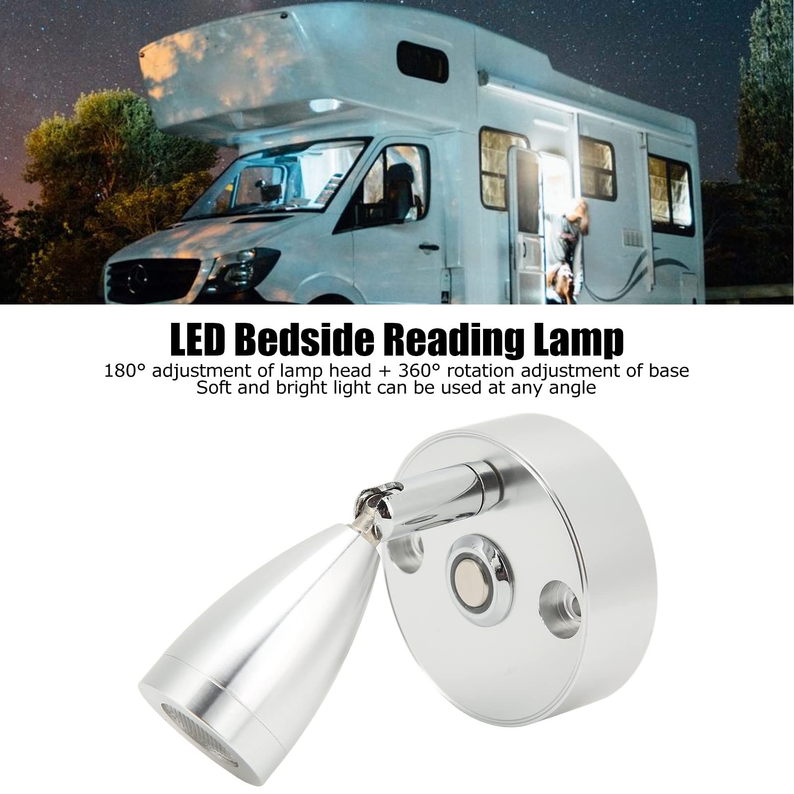 CHILDWEET Lampe Lecture LED 12V Pour Camping-Car, Bateau, Camion – Applique Murale Chevet Rotative & Compacte