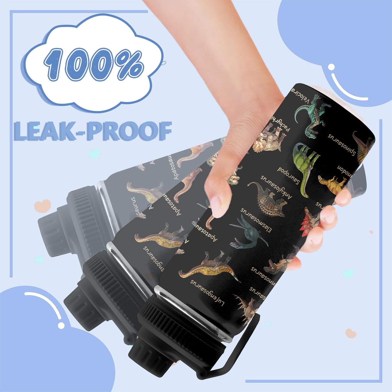 Dinosaur Gifts for Boys, 18 oz Stainless Steel Water Bottles with 2 Lids, Insulated Water Bottle with Straw, Dinosaur Cups for Travel Sports Outdoor, Birthday Christmas Gifts for Boys Dino Lovers - Image 6