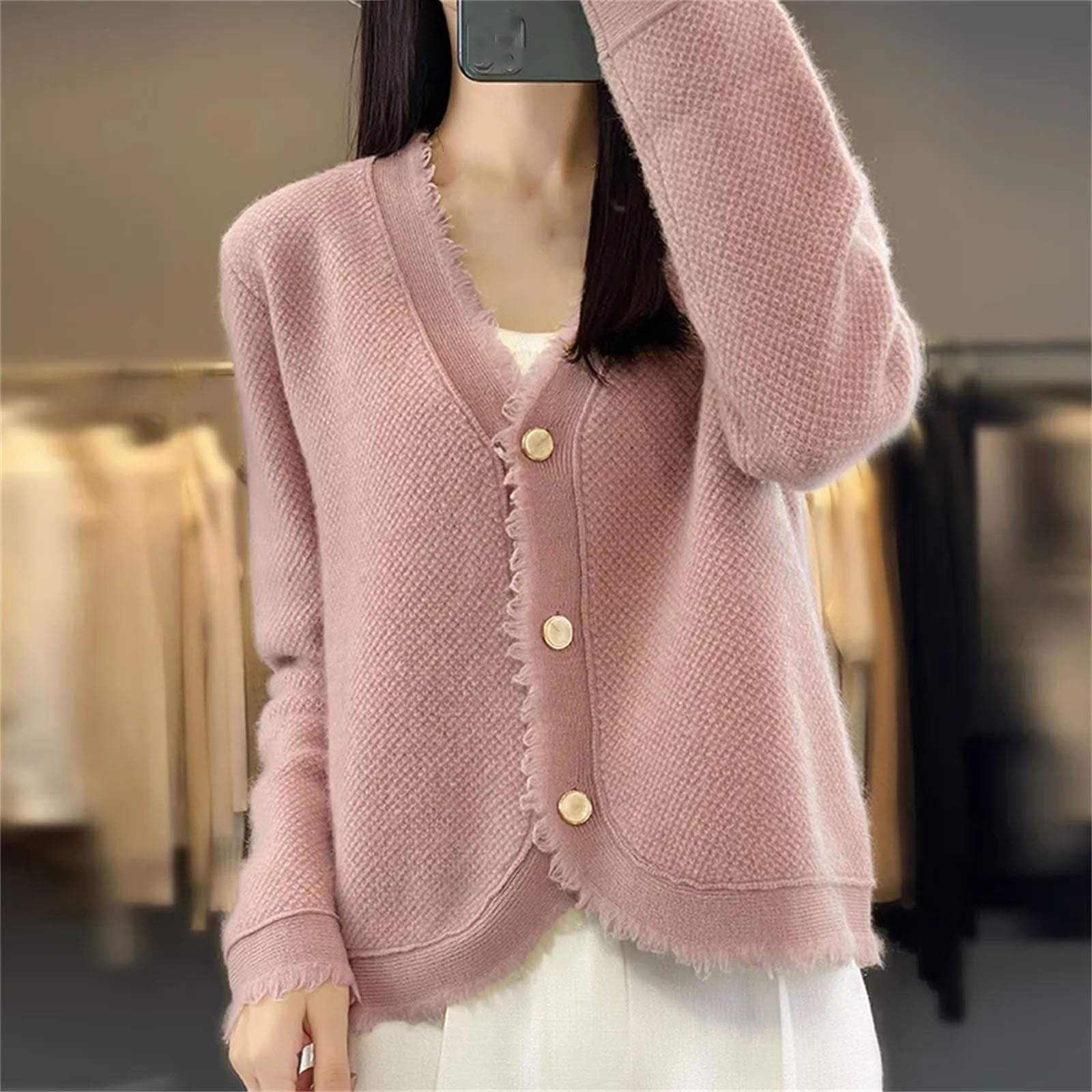 Suéteres de punto trenzado de manga larga para mujer, estilo informal, con frente abierto, para invierno