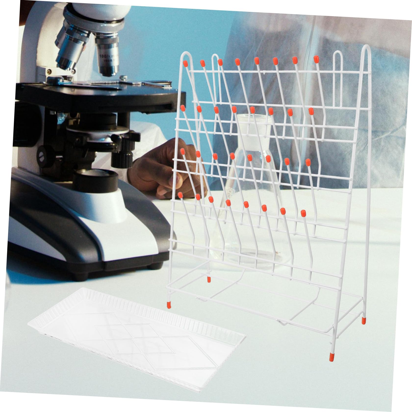 Rastrelliera di Essiccazione 32 Slot per Laboratorio in Ferro Bianco