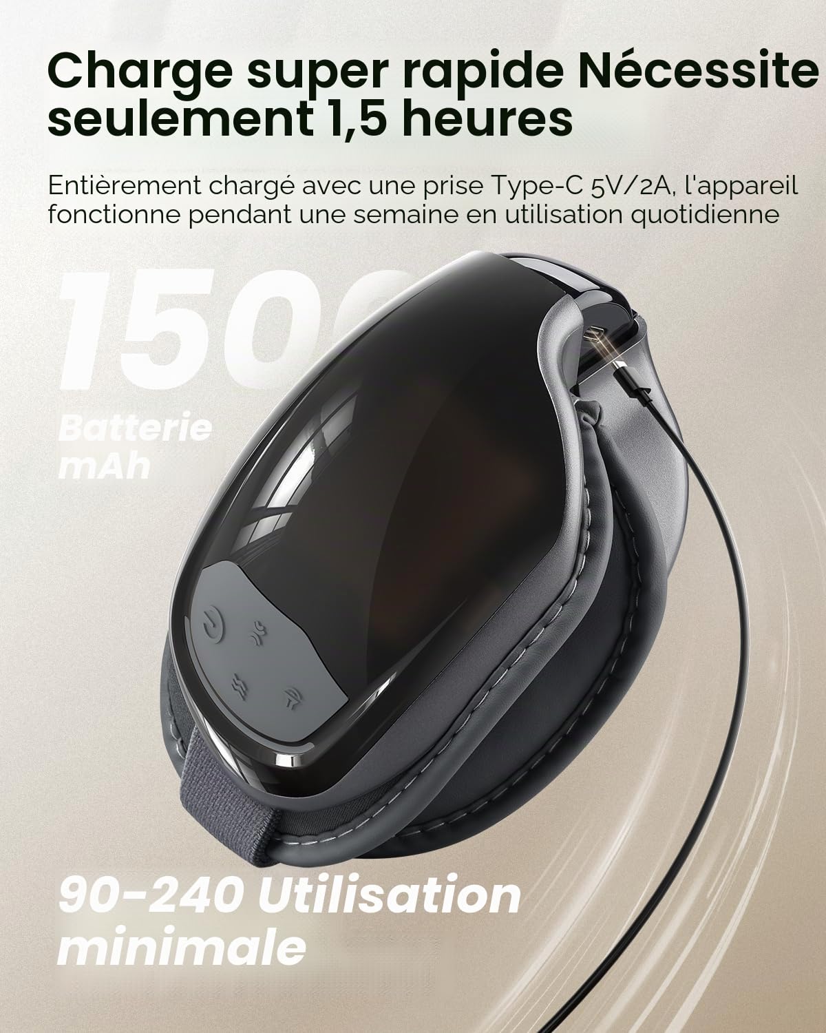 Masseur Renpho Eyeris 3 Masque oculaire Yeux et tempes Noir