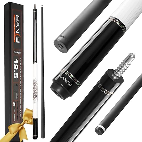 Miniatura 12 de Banly Carbon Fiber Pool Cue Stick 12.5mm Time Crystal Tip, Low Deflection Pool Cue Professional Billiard Cue Sticks with Gift Box 1-Linggas