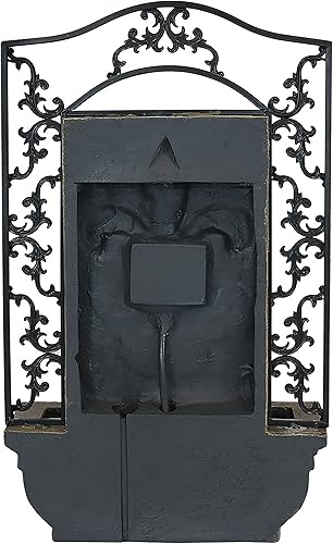 Miniatura 7 de Sunnydaze French Lily - Fuente de agua de pared Polystone de 33 pulgadas para exteriores, bomba sumergible eléctrica, acabado de piedra florentina