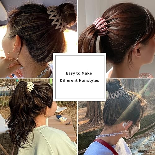 Miniatura 5 de TOBATOBA Pinza para el pelo de nido de pájaros, 7 piezas, horquilla para hacer nido de pájaro, clips para hacer moños, soporte de cola de caballo