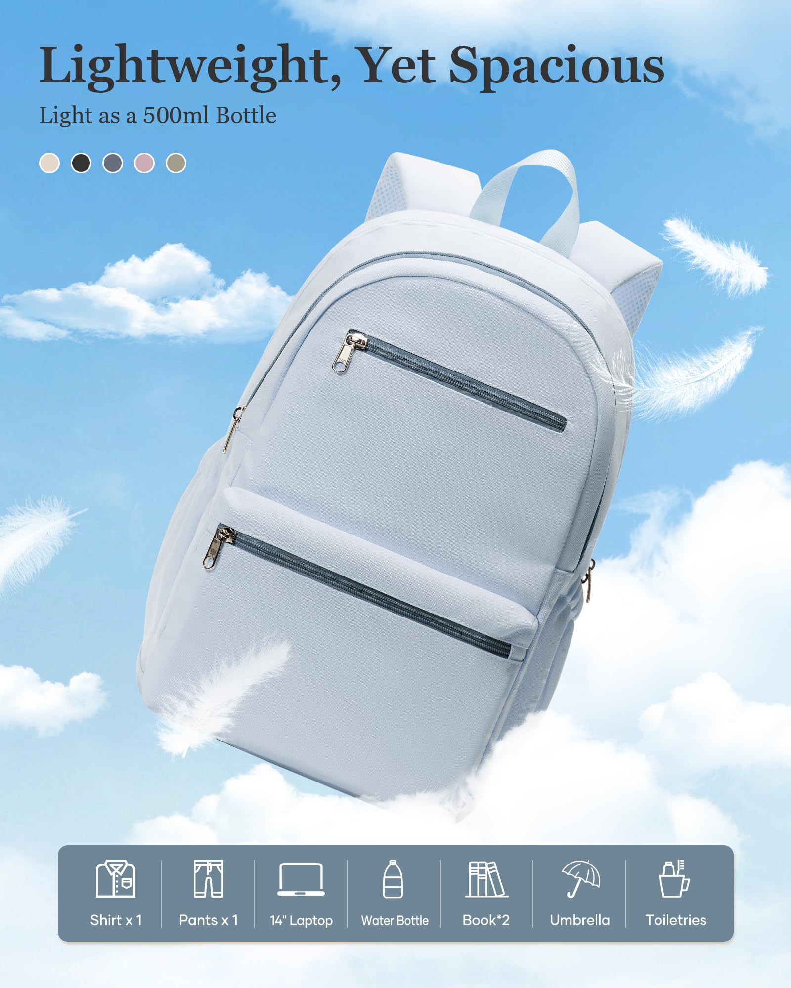 Zaino leggero per la scuola, per ragazzi, ragazze, adolescenti, studenti universitari, bambini, zaino da viaggio per computer portatile da 15,6/16 pollici, zaino casual, borsa da lavoro per