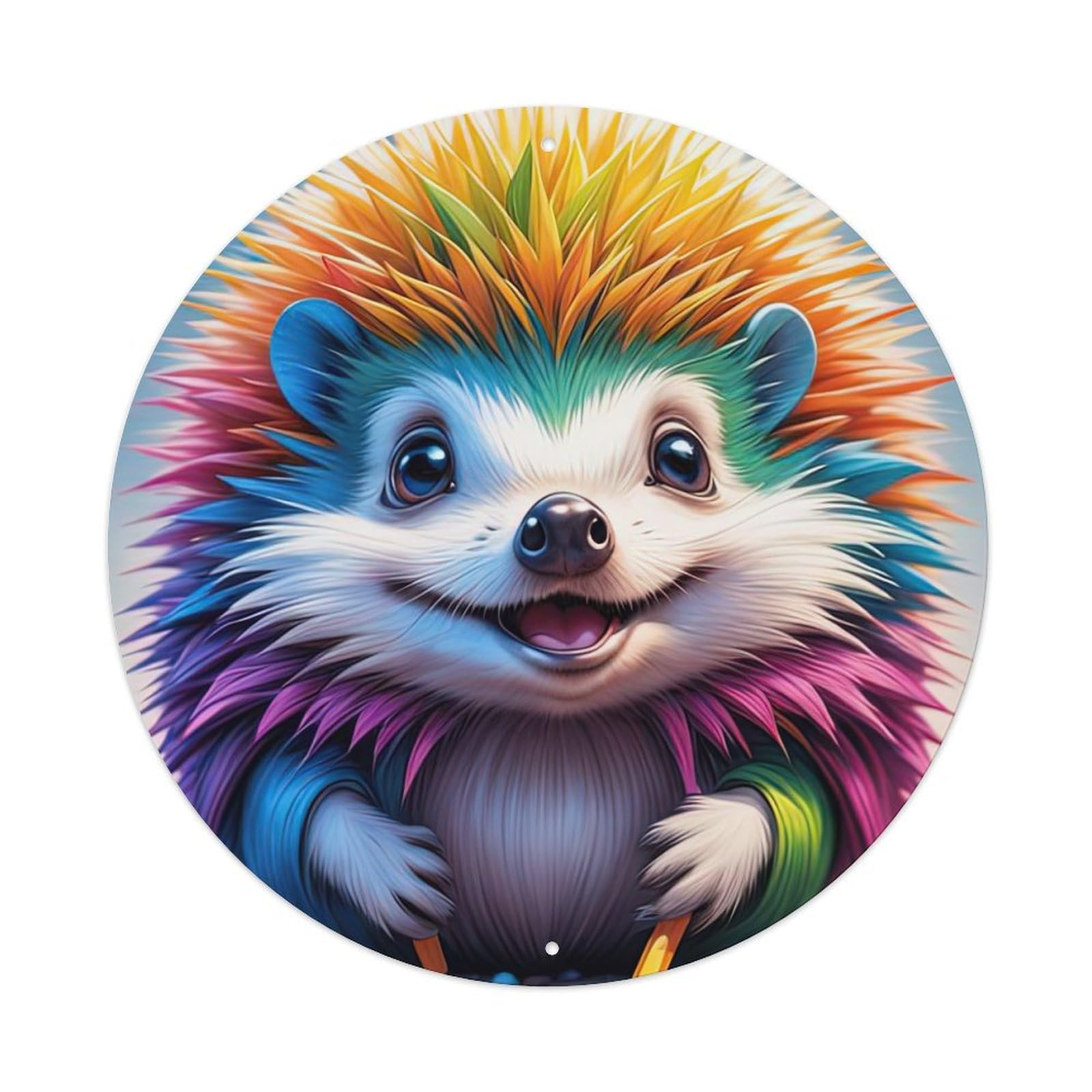 Animal Colourful Hedgehogs Metal Tin Sign