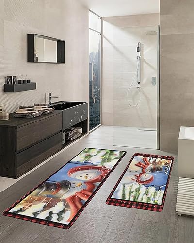 Miniatura 2 de Tapete de baño de muñeco de nieve de Navidad para bañera, antideslizante, de secado rápido y absorbente, tierra de diatomeas, fregadero de ducha,