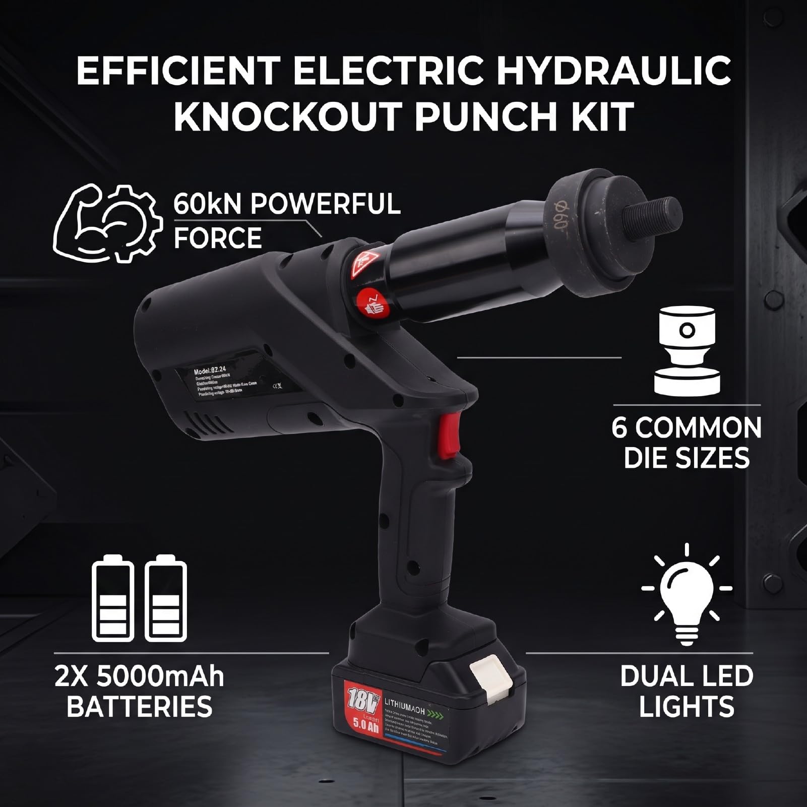 Fafeicy Perforadora Hidráulica Eléctrica 60KN 6 Troqueles de Hojas de