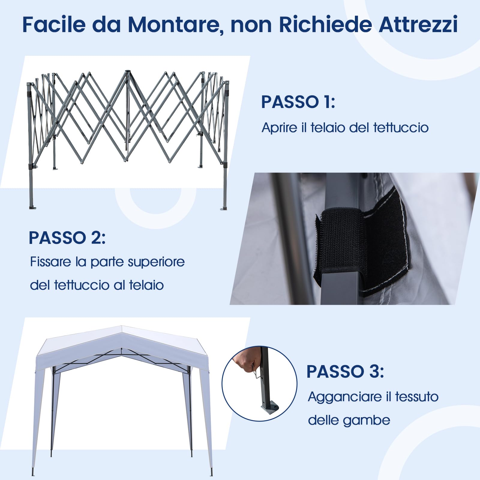 COSTWAY Gazebo Pop-up 302 x 302 cm Impermeabile con Ruote