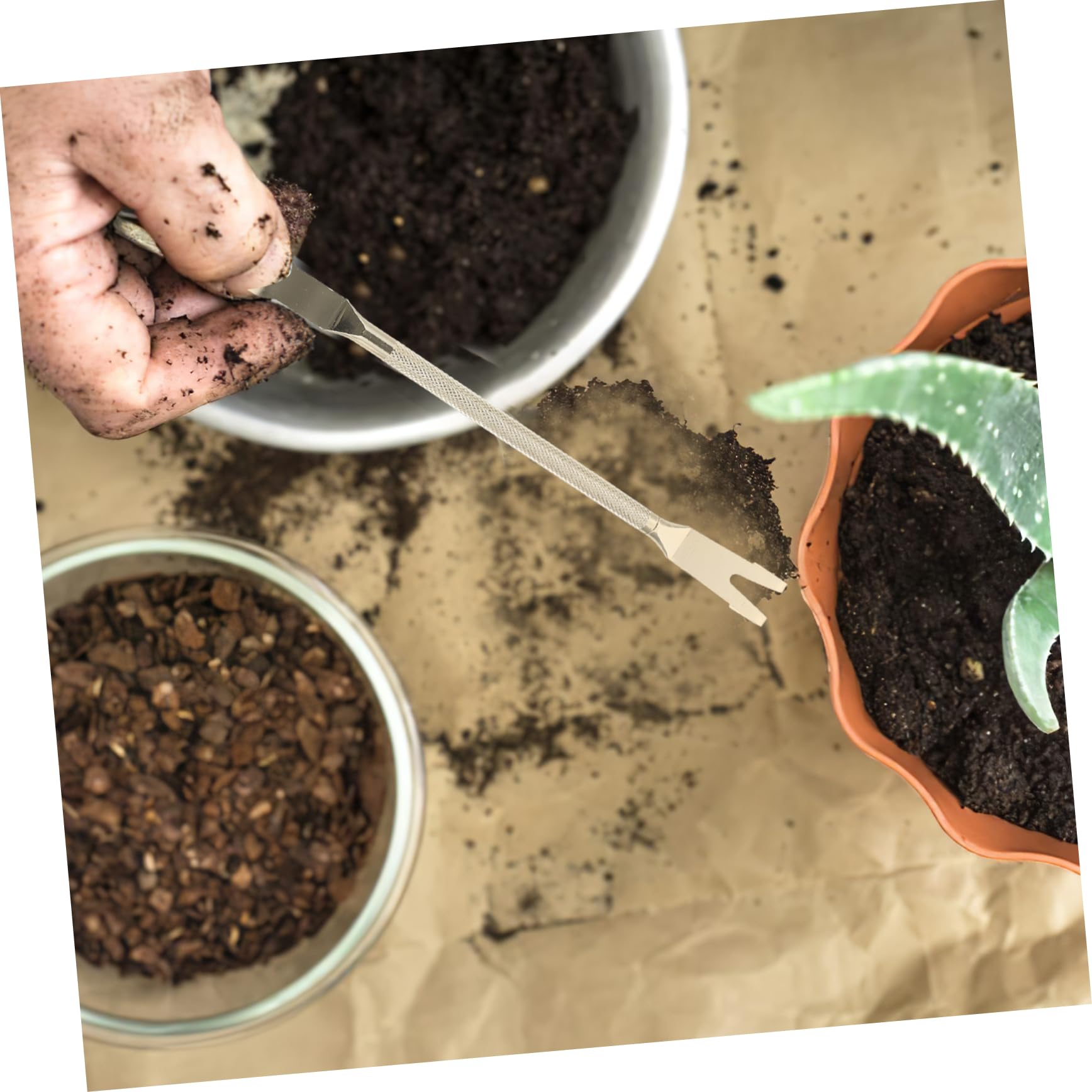Toyvian 4 Piezas Rastrillo para Bonsai de Inoxidable Herramienta de Jardinería para Plantas Maceta Pinzas para Bonsai con Ergonómico para Aflojar
