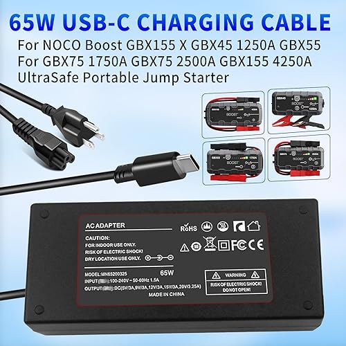 Miniatura 3 de Cargador de batería adaptador de corriente USB-C de 65 W para cargador de batería NOCO GBC011 NOCO Boost X GBX45 GBX55 GBX75 GBX155 y Boost Air AX65