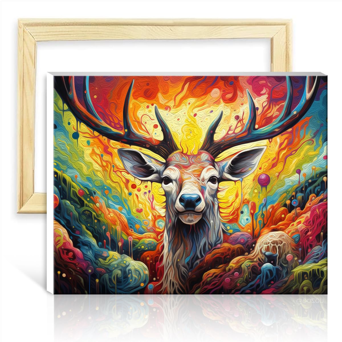 TANGFEIY Oil Painting by Numbers Kits Color Deer Painting Paint by Number Adults with 3 Brushes & Acrylic Paints Arts Crafts for Home Decor with Frame(30x40cm)