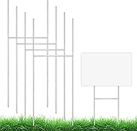 GUGEMEI 4 Pack Heavy Duty Metal Yard Sign Stakes 17x8 Inch H-Frame for 4/5/6mm Corrugated Signs - Rust-Resistant for Garage Sales, Real Estate, Holidays