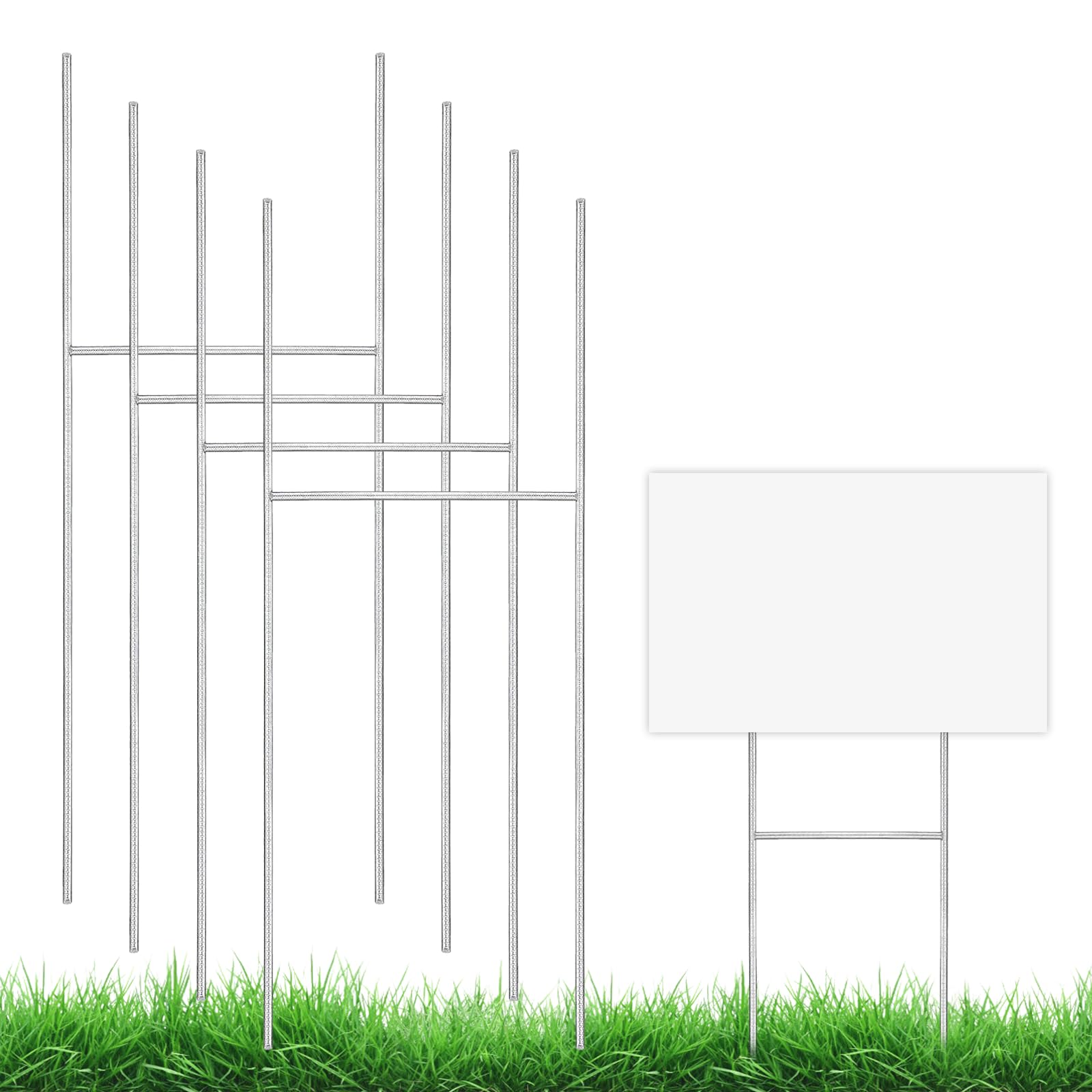 4 Pack Yard Sign Stakes Metal, 17X8 INCH Yard Sign Holder for Outdoor Decor, H Frame Stakes for Yard Signs for 4/5/6 mm Corrugated Plastic Sign, Estate Garage Sales, Lawn Sign, Christmas
