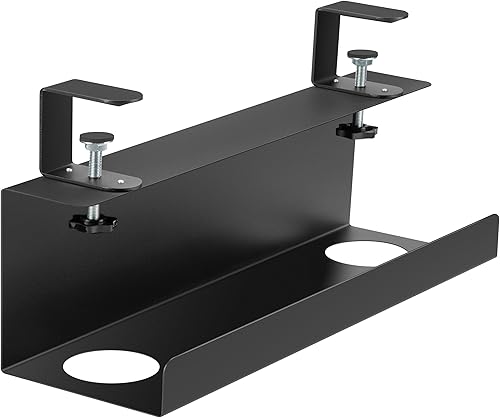 ZhiYo Bandeja de acero para organizar cables de 15.8 pulgadas debajo del escritorio, bandeja de cables XL con abrazadera debajo de la mesa,