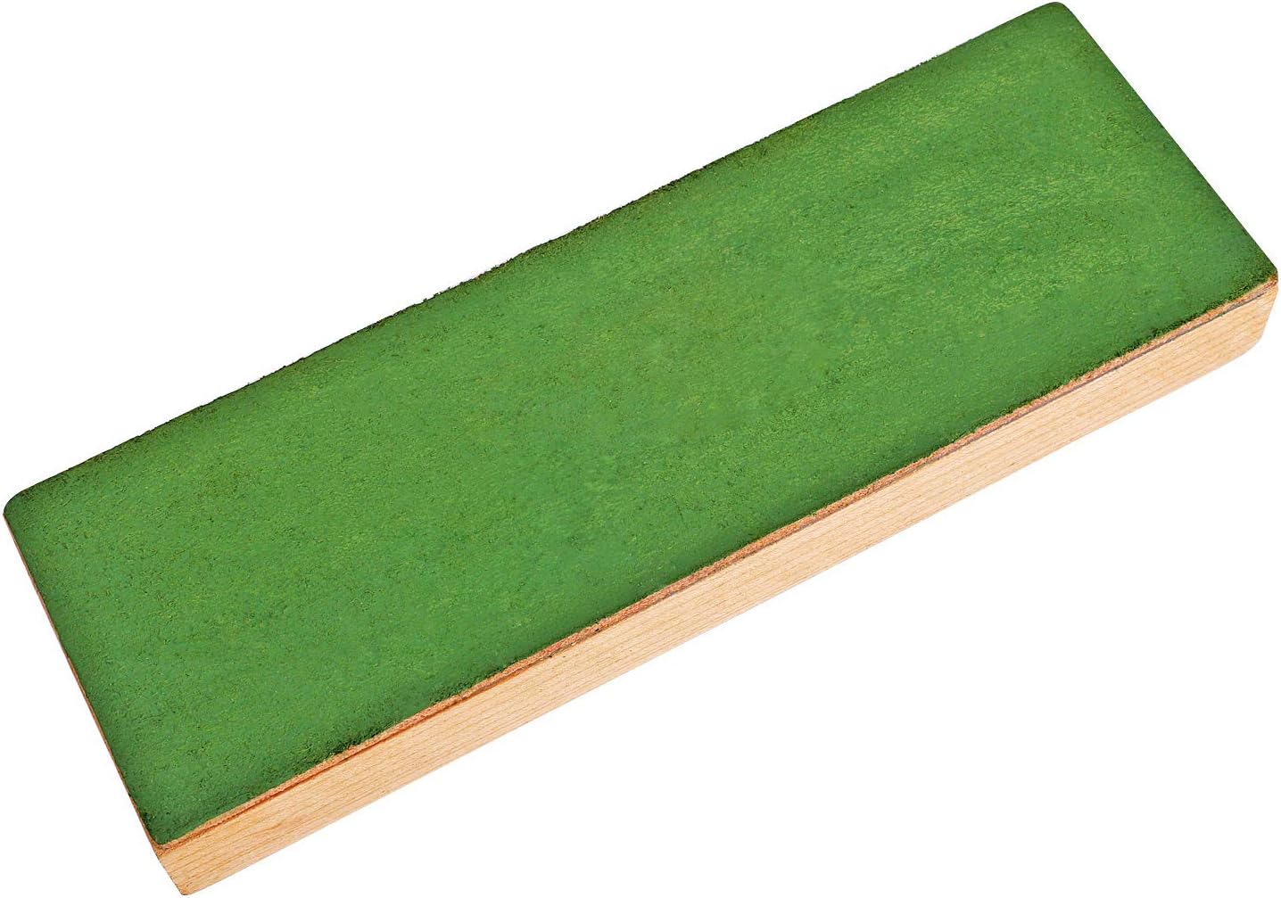 Leather Paddle Strop Large 2 Sided 3 Inch by 9 Inch with 2.8oz. Green White Compound (Paddle STROP) (Strop Block)