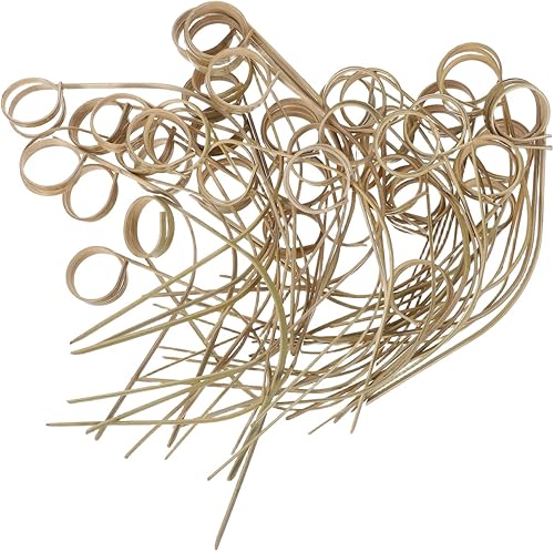 Miniatura 9 de YARDWE 50 piezas de palillos de bambú curvados para frutas, palillos de dientes, pastel, tenedor de postre para fiesta, banquete, buffet, catering,