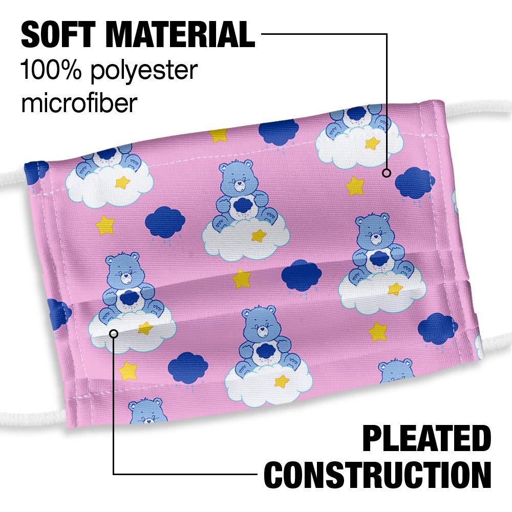 Care Bears Kids Grumpy Bear 1-Ply Reusable Face Mask Covering with Adjustable Nose Wire