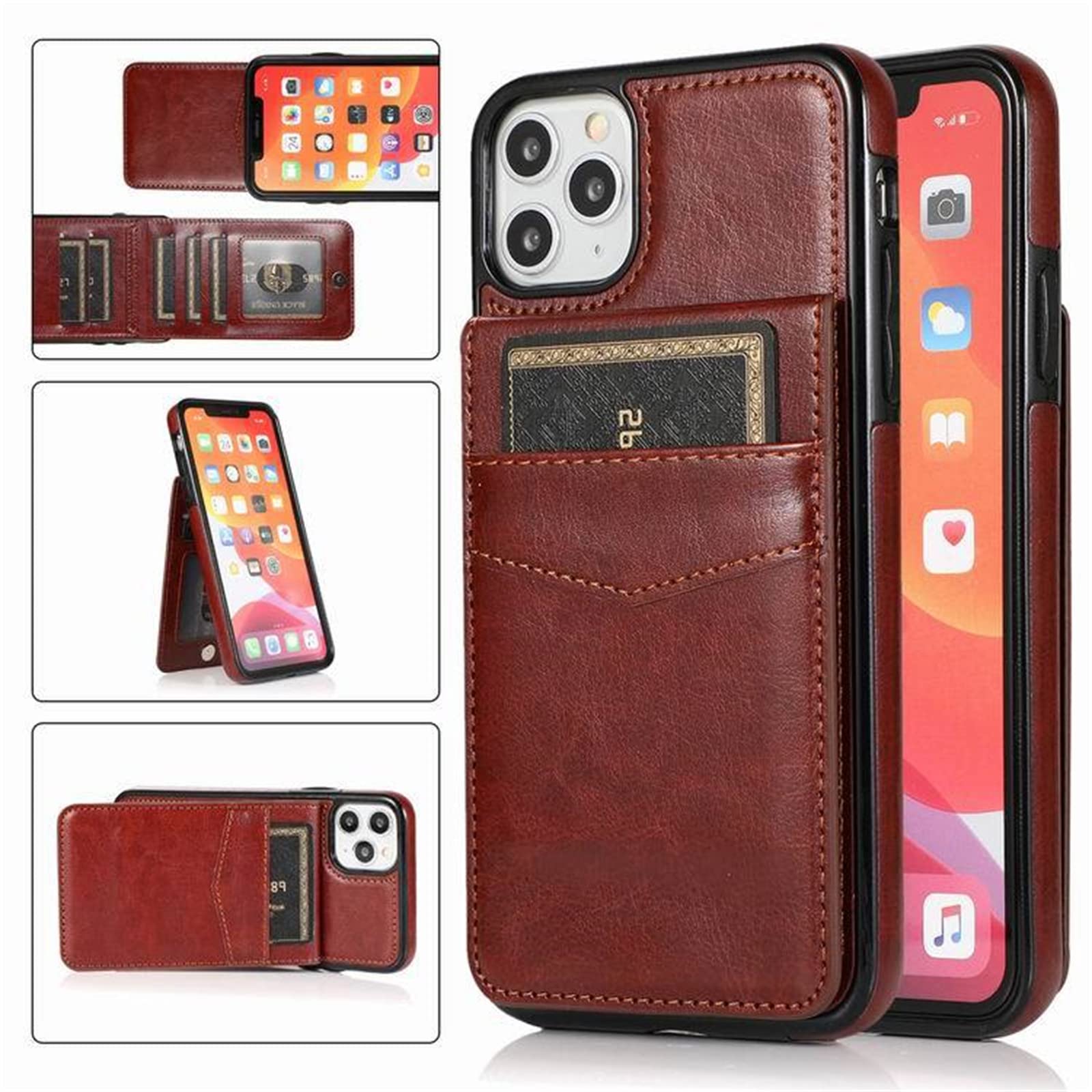 SWP Custodia A Portafoglio Per IPhone 14 Pro Max – Pelle PU Con 6 Slot Carte, Chiusura Magnetica E RFID, Nero/Rosso - 3