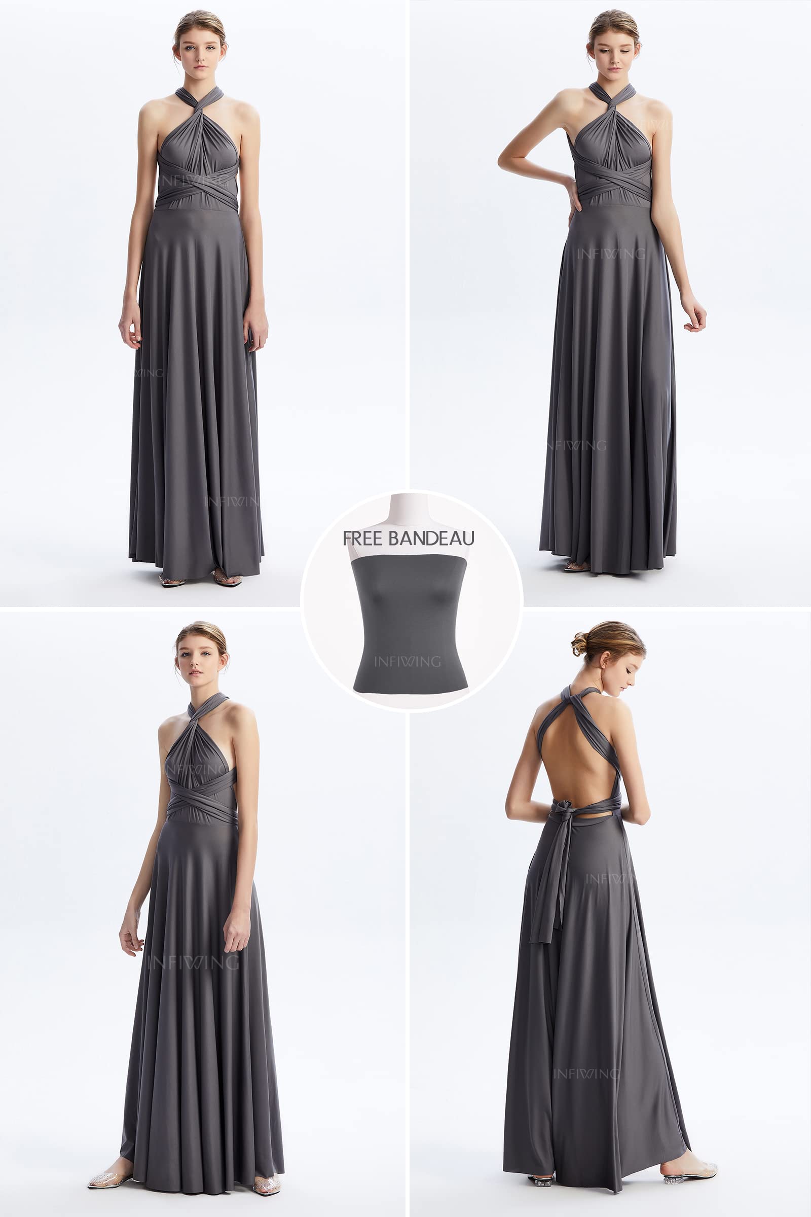 Vestidos infinitos para damas de honor, vestidos de invitada de boda para mujer, vestido cruzado de talla grande, vestido largo convertible multidirección