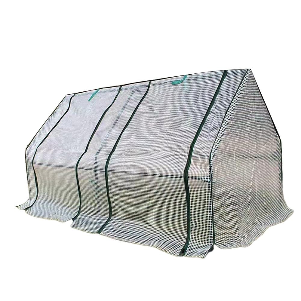 Mini-Gewächshausabdeckung für Hochbeet, 180 x 90 x 90 cm, PVC-PE-Schutzhülle mit Reißverschlusstüren, tragbarer Pflanzenschutz für den Außenbereich