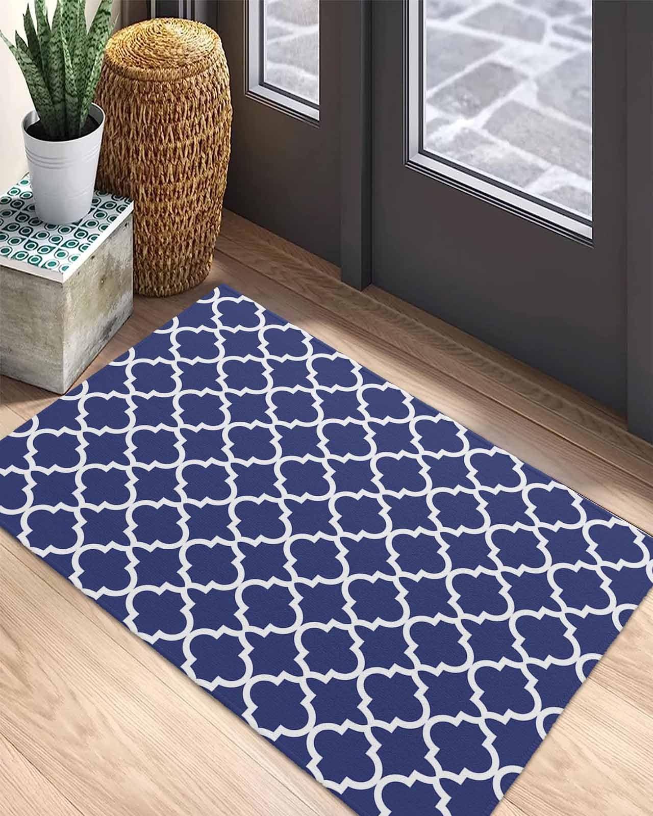 CHALLENGER WELCOME MAT（NAVY） Amazon.com: Navy Blue Morocco Front Door Mat Lake Blue Geometric