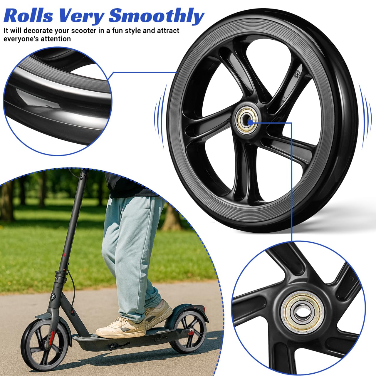 minkissy Roues de rechange pour scooters - Diamètre : 175 mm - Antidérapantes - Installation facile - Pour fauteuil roulant de scooter