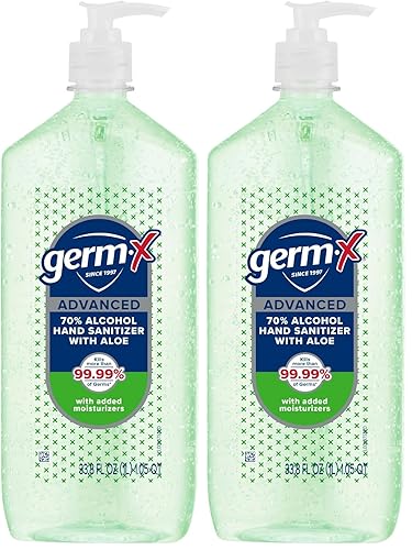 Miniatura 9 de Germ-x Advanced - Desinfectante de manos con aloe y vitamina E, gel hidratante que no se seca, fórmula instantánea y sin enjuague, botella