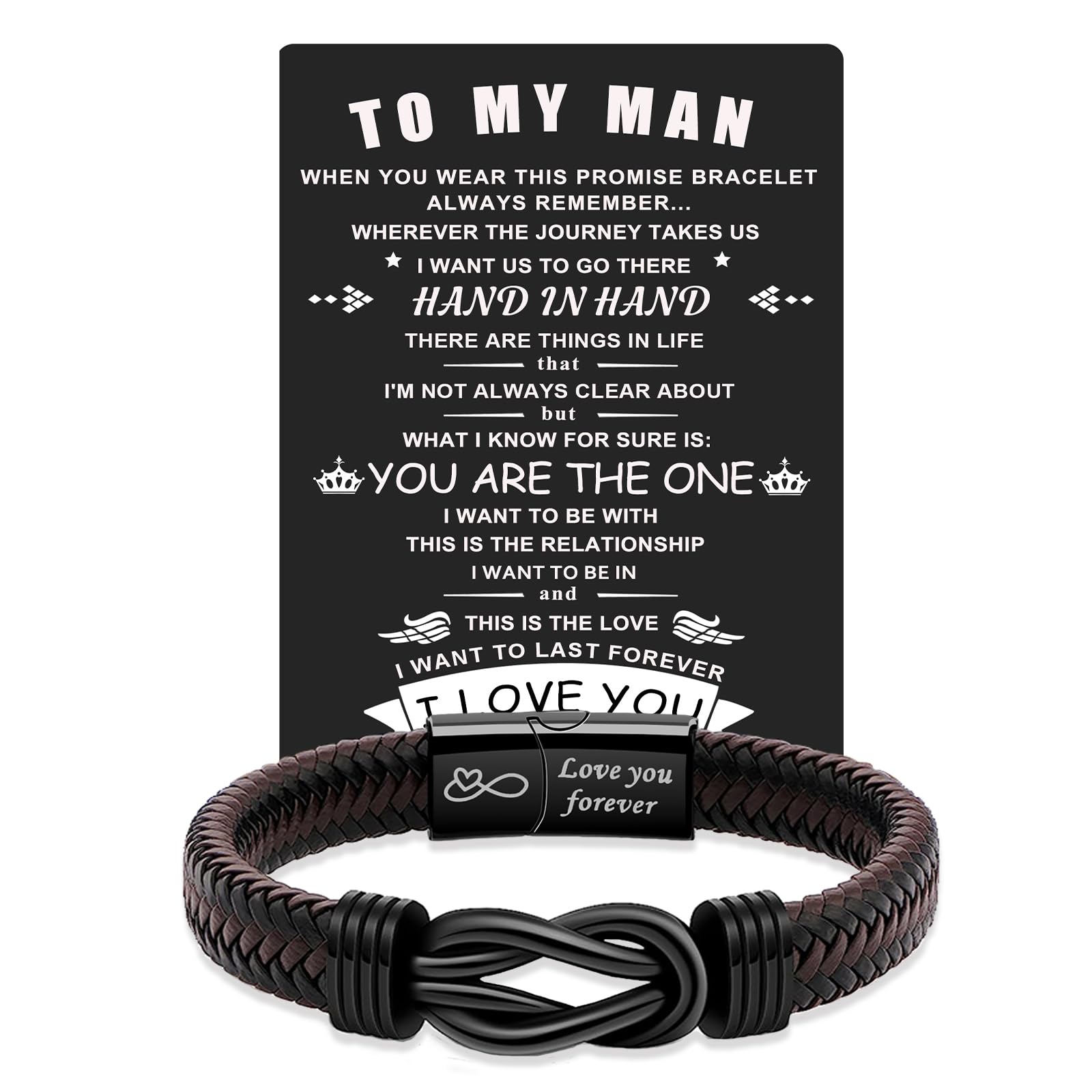 VGWON Husband Boyfriend Couple Gift for Him Mens Bracelet To My Man Leather Bracelet I Love You Gift Mens Birthday Gift for Christmas