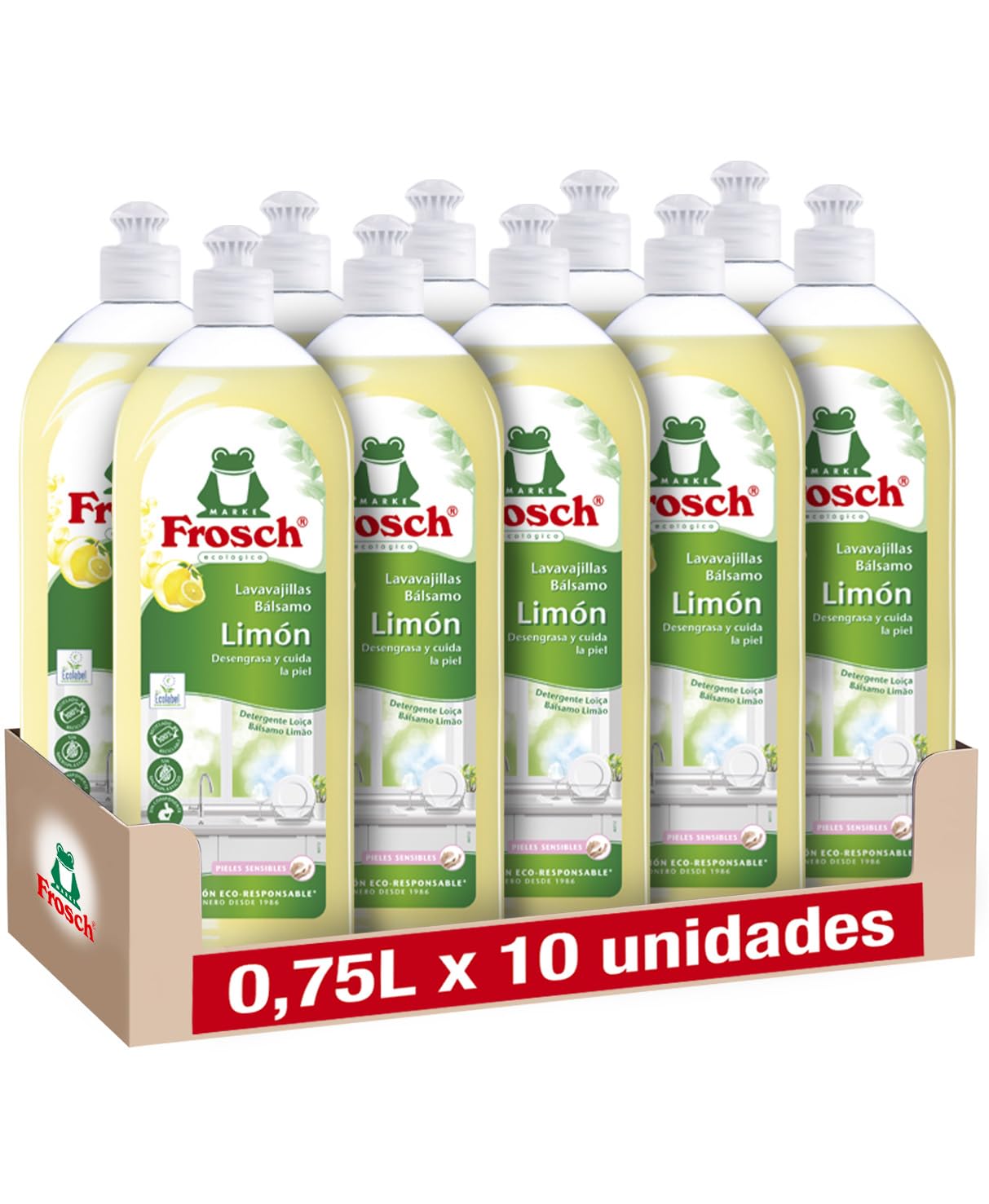 Frosch Lot de 10 baumes de citron verts pour lave-vaisselle 7500 ml