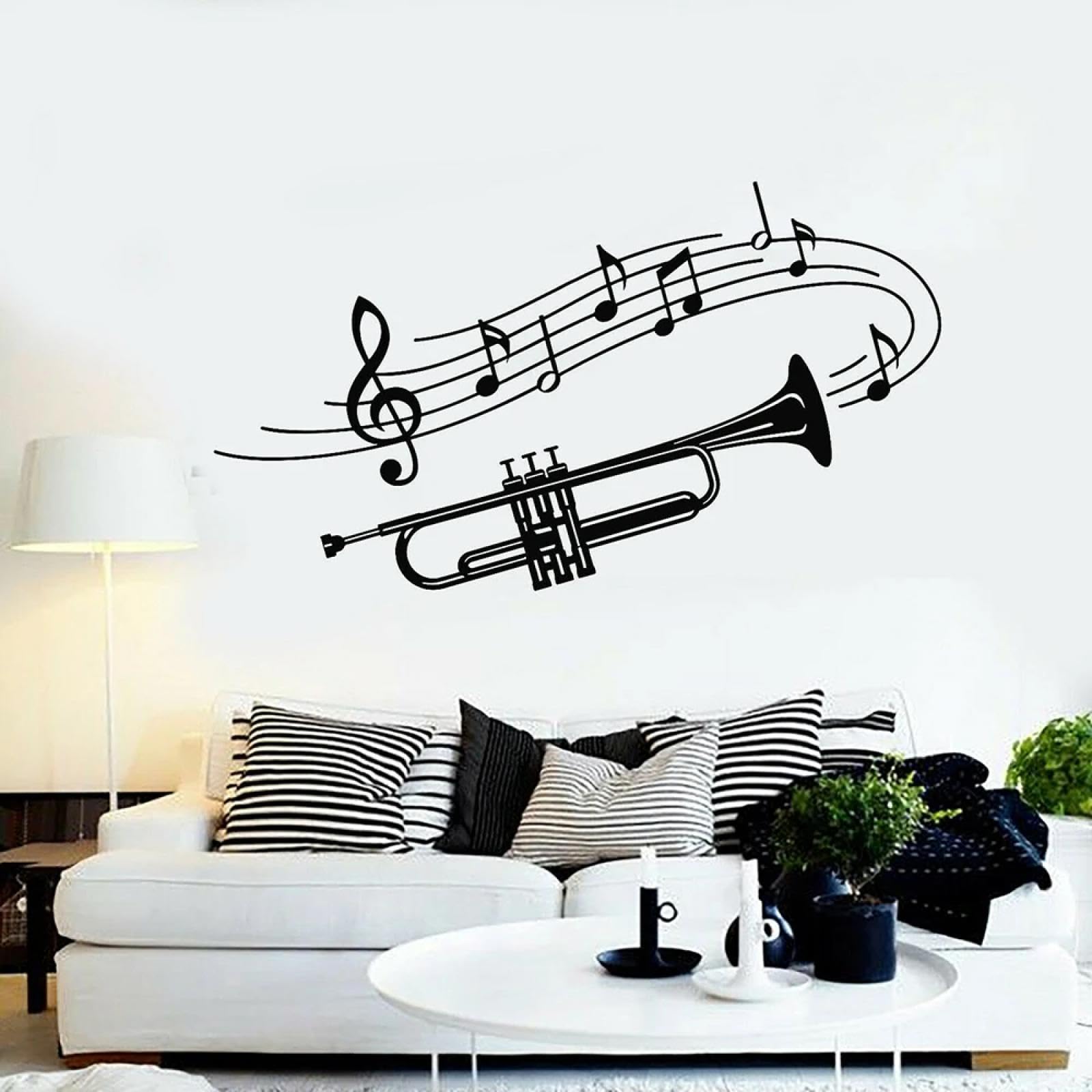 Trumpet Music wall Stickers Children's Room Musical Instrument Notes Vinyl Stickers Living Room Kitchen Decoration Decals
