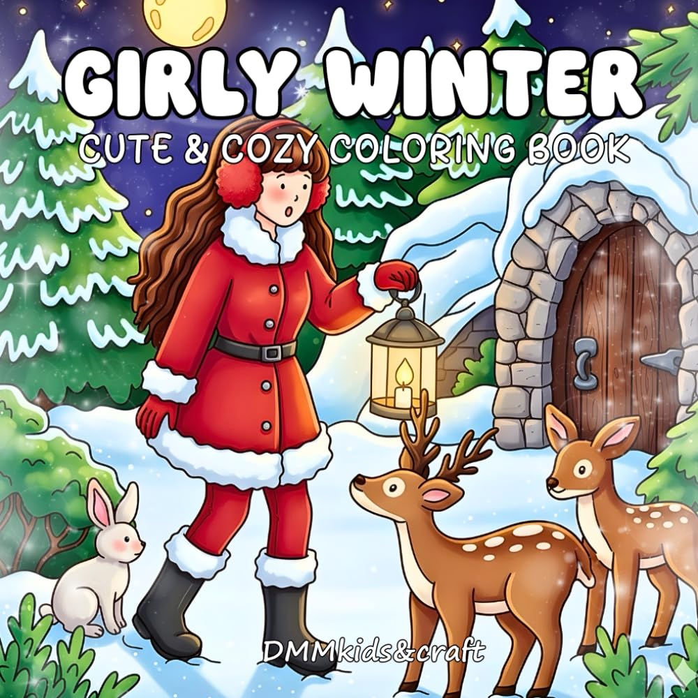 Girly winter coloring book - Christmas cozy coloring book: Cute and cozy coloring book - cozy girl moments coloring book