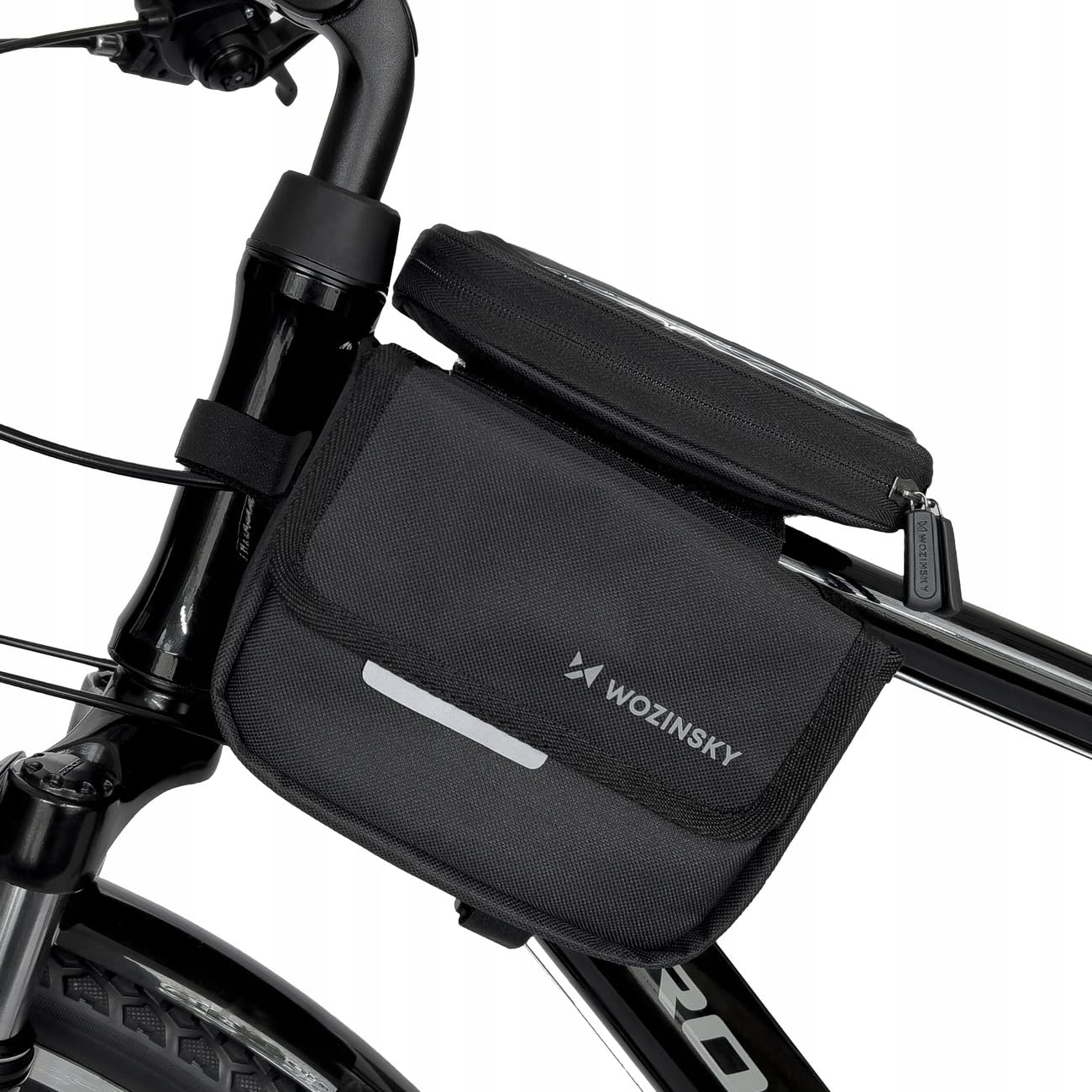 WOZINSKY torba rowerowa na ramę, torba na rower, wodoodporna torba rowerowa z wbudowanym etui na telefon max 6,7 cala