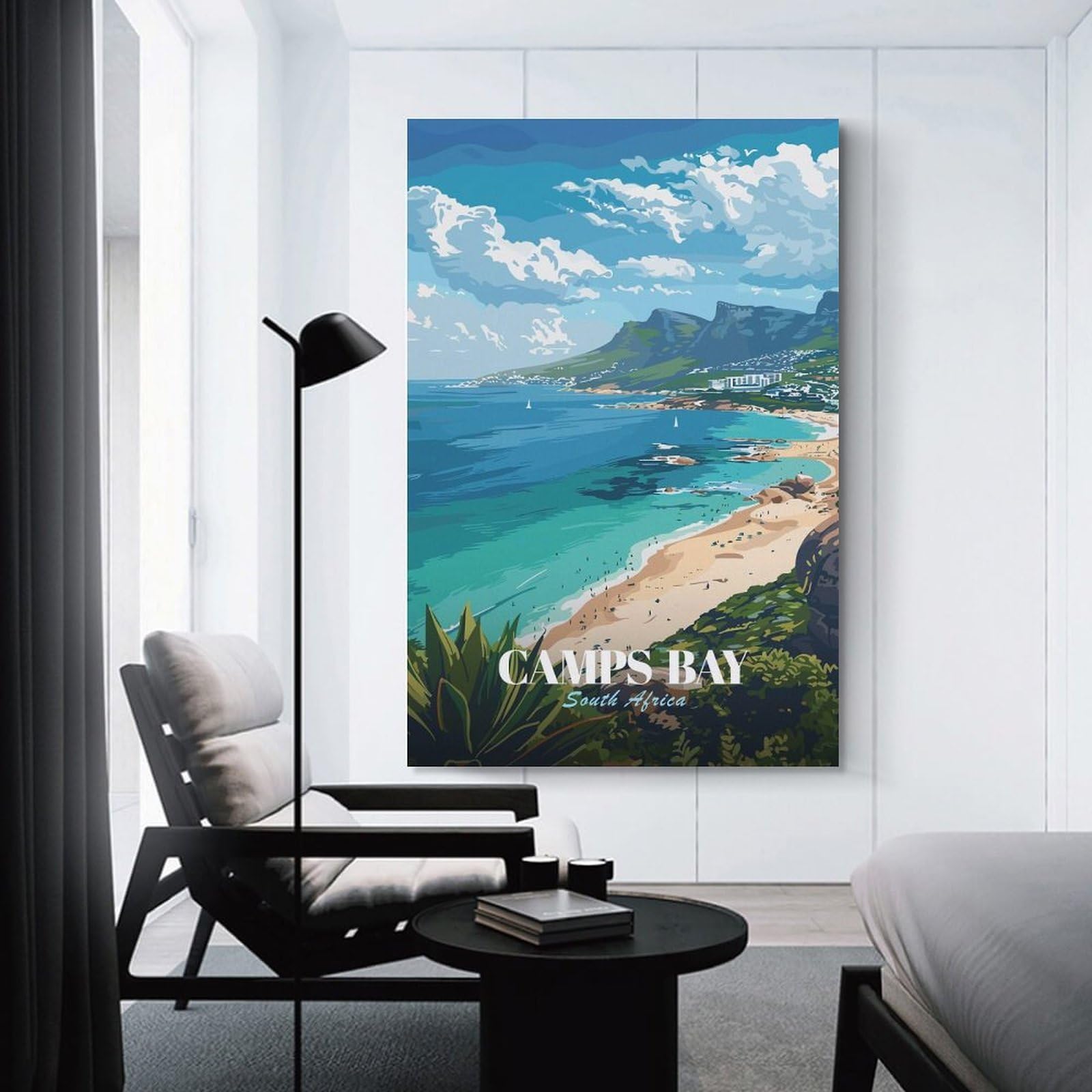 Junmoney Unframe-Style-10 Camps Bay, South Africa Travel Poster Decorative Wall Artwork, 24X36inch(60X90cm), For Living Spaces, Bedrooms Or Relaxed Rooms, Modern Wall Decor For Cosy Interiors