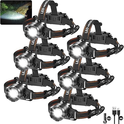 Vista 8 de KYEKIO Paquete de 3 Linternas Frontales Recargables para Adultos, Linternas Frontales LED Súper Brillantes Recargables, Luces Frontales de 4 Modos