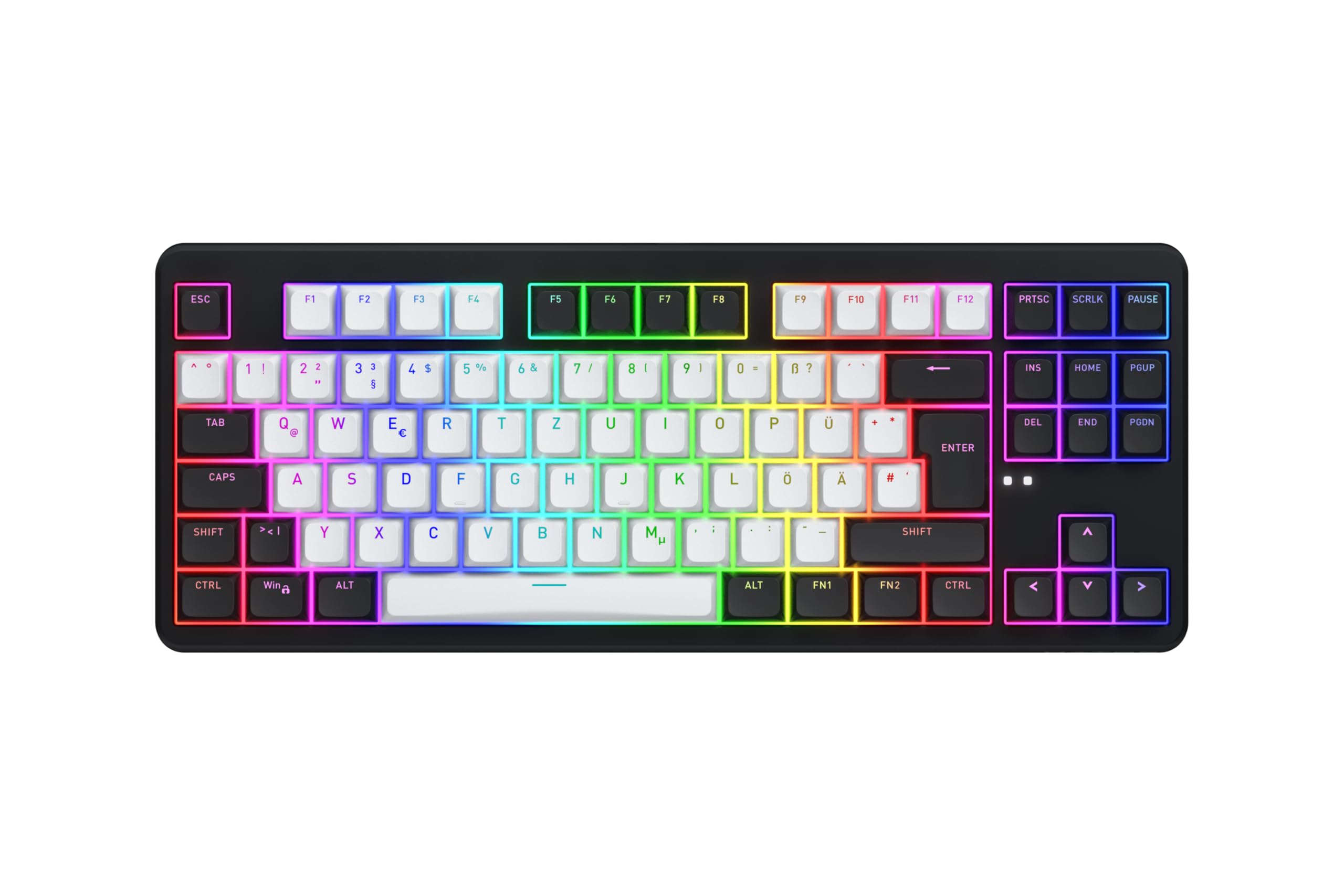 HATOR Rockfall 3 TKL - Teclado inalámbrico para videojuegos, intercambiable en caliente, RGB, Gasket Mount, batería de 4000 mAh, 2,4 GHz/Bluetooth/USB, PBT Keycaps, QMK/VIA, DE Layout, Mac/Windows