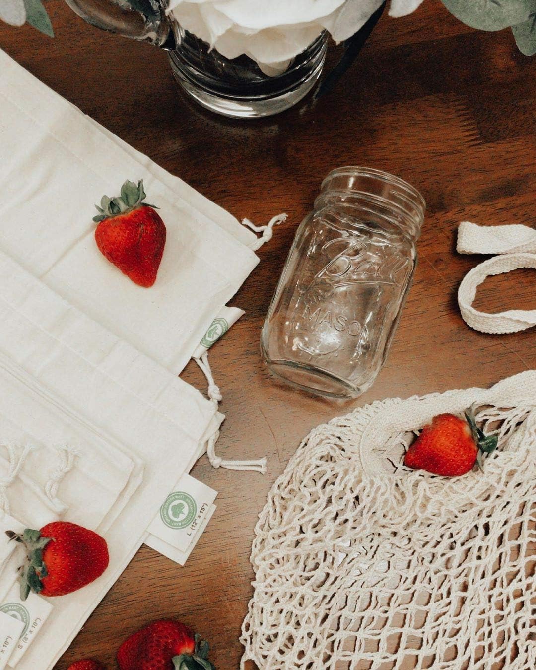 Cotton Mesh Onion Storage Bags - 100% Cotton, Reusable, and Washable Mesh Grocery Bags for Storing Garlic and Root Vegetables