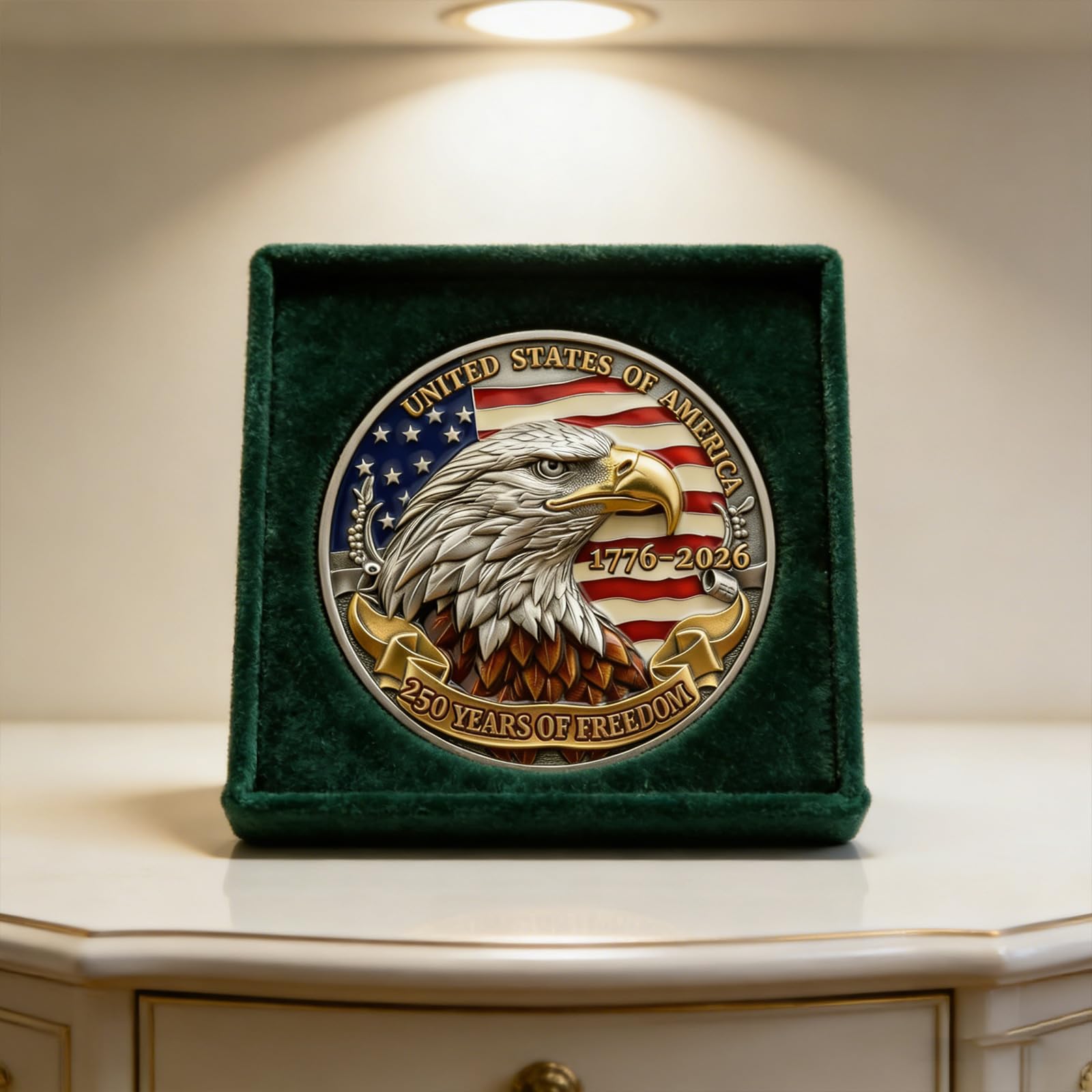Moneda de artefacto histórico que conmemora los 250 años de independencia de Estados Unidos con emblemas nacionales, medallas coleccionables de regalo de EE. UU