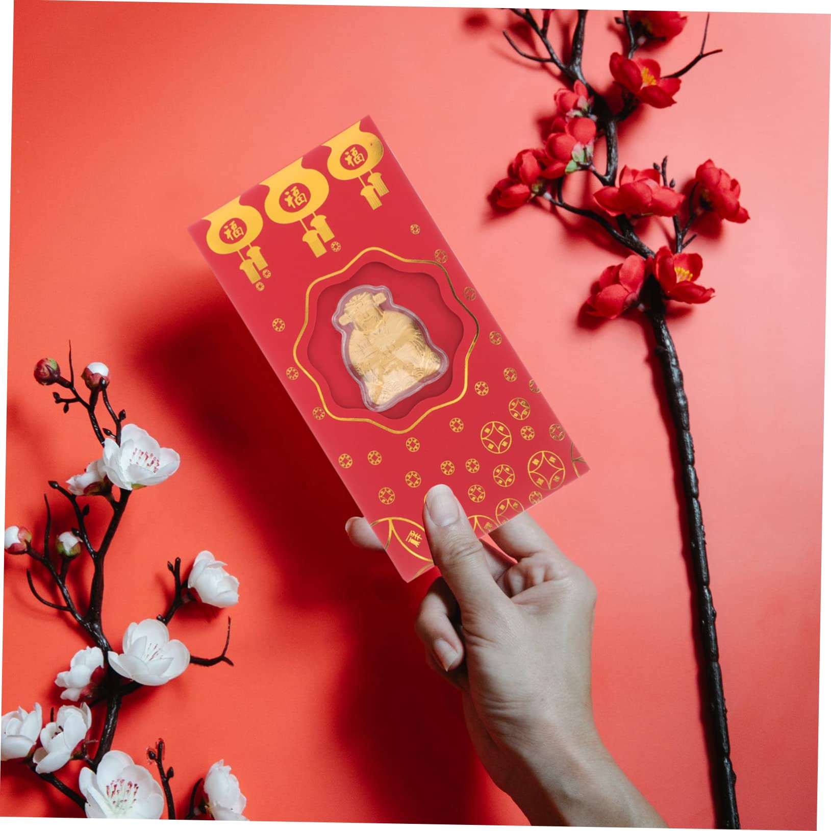 SHINEOFI 4 Juegos Sobre Rojo Del De La Riqueza Decoración Sobres Rojos De Conejo Producto 2023 Sobres De Dinero De La Suerte Paquete Rojo Borla Billetera Hoja De Oro 10 Piezas X 4