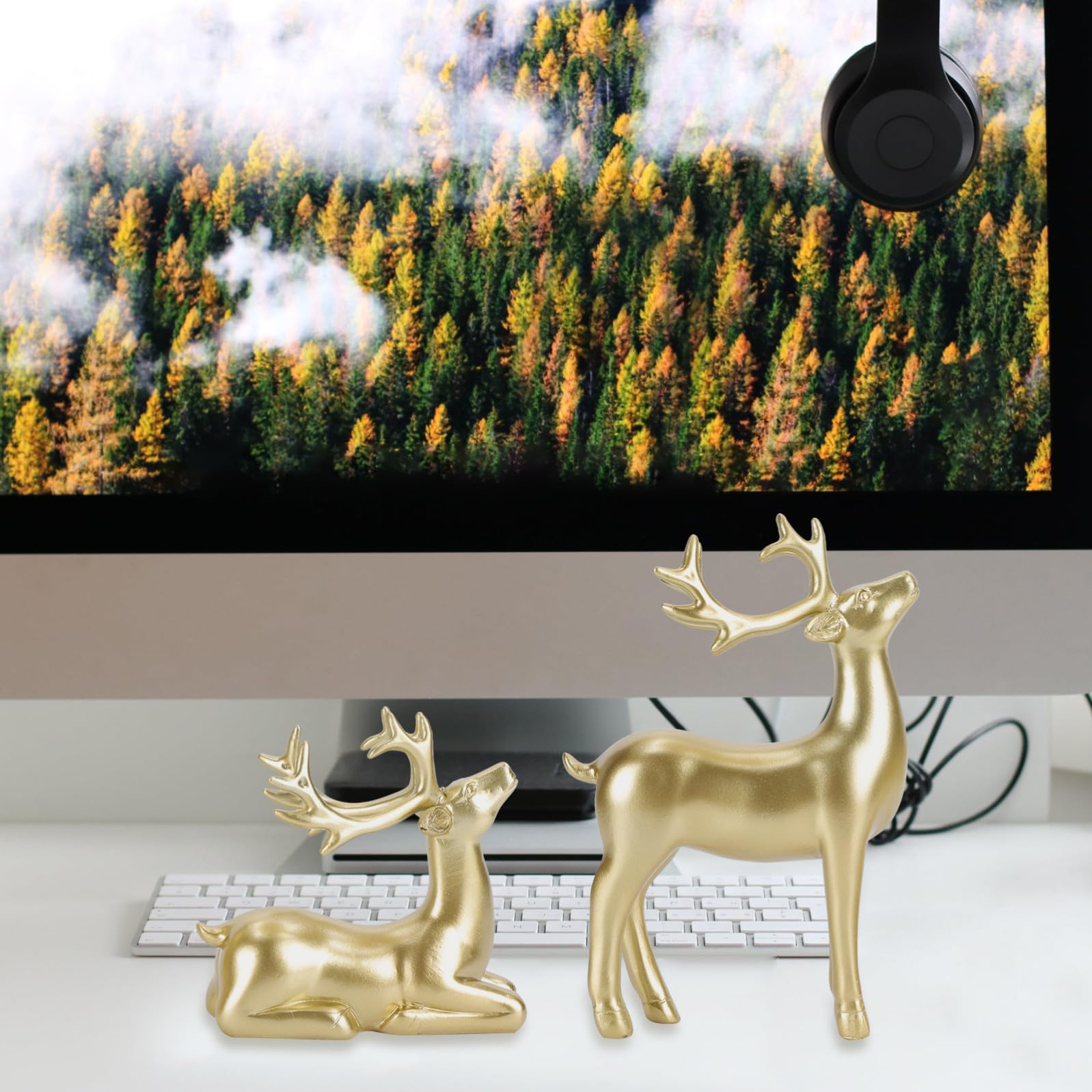 DOITOOL 2 Pezzi Di Figurine Di Renne Natalizie Decorazioni Per La Casa Decorazioni Di Renne Dorate Per Interni Per Soggiorno Camera Letto Ufficio E Scaffale Regalo Per Sua Madre Moglie