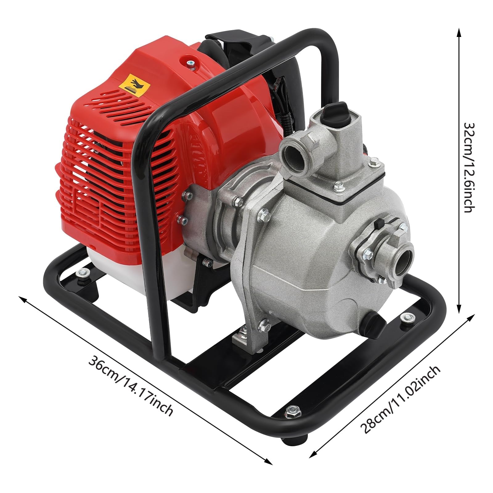 Bomba de agua para motor de gasolina de 2 tiempos, bomba de agua sucia, bomba de jardín, 1,25 kW