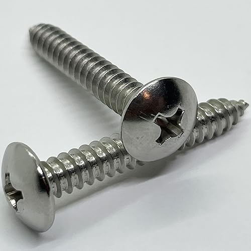 Miniatura 6 de Tornillo de cabeza de armadura de acero inoxidable 18-8 (304) #12 x 1.5 pulgadas, madera autorroscante rápida, unidad Phillips, rosca completa,