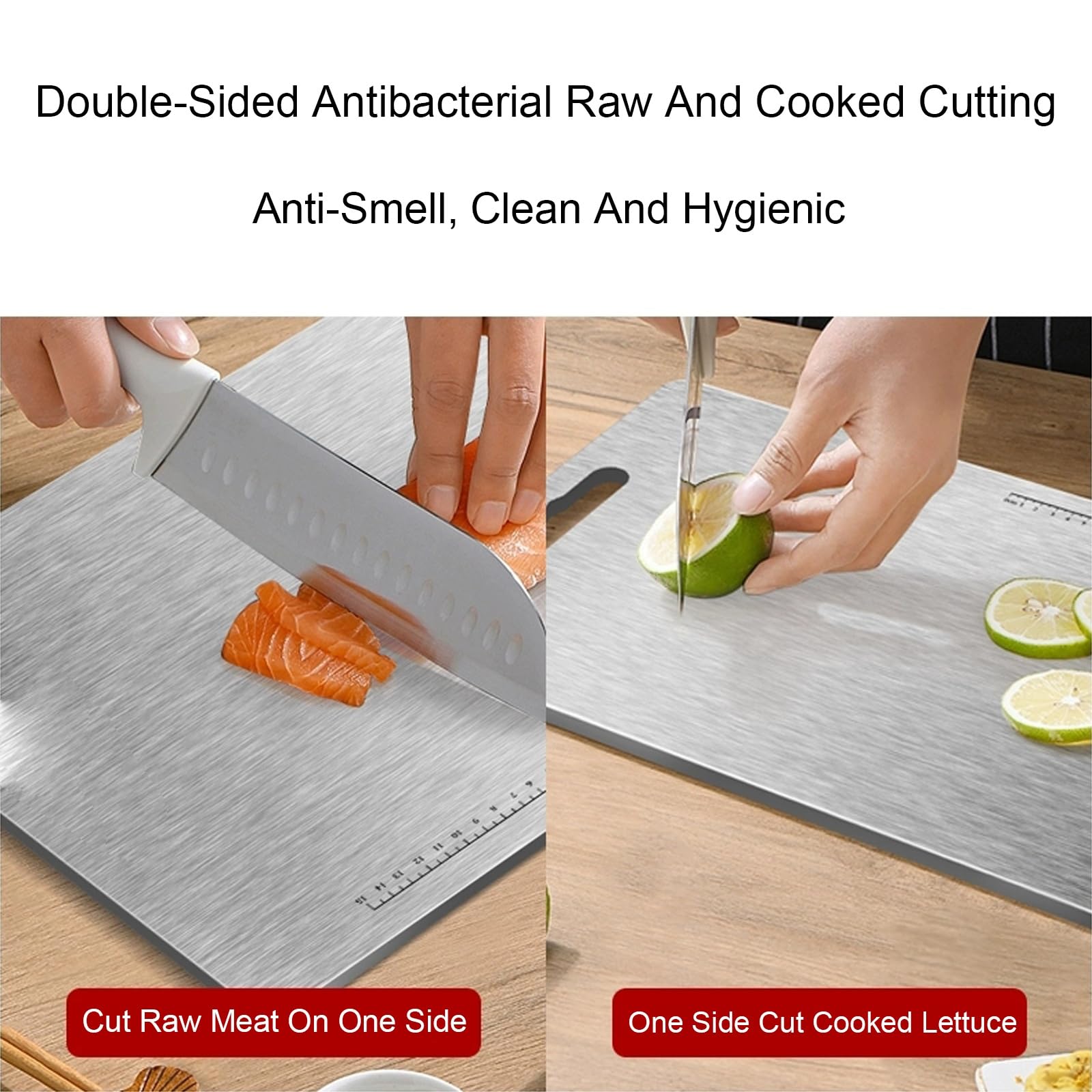 Tabla de Cortar de Titanio, de Acero Inoxidable Apto para Uso Alimentario, para Carne, Frutas y Verduras.(39 * 28cm/15 * 11in)
