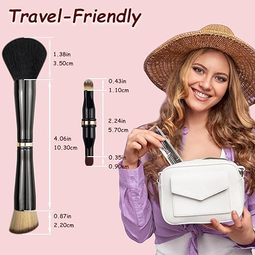 Miniatura 5 de 2 brochas de maquillaje 4 en 1, brochas de maquillaje de tamaño de viaje, brocha para polvorubor, brocha de base, brocha de mezcla, cepillo de